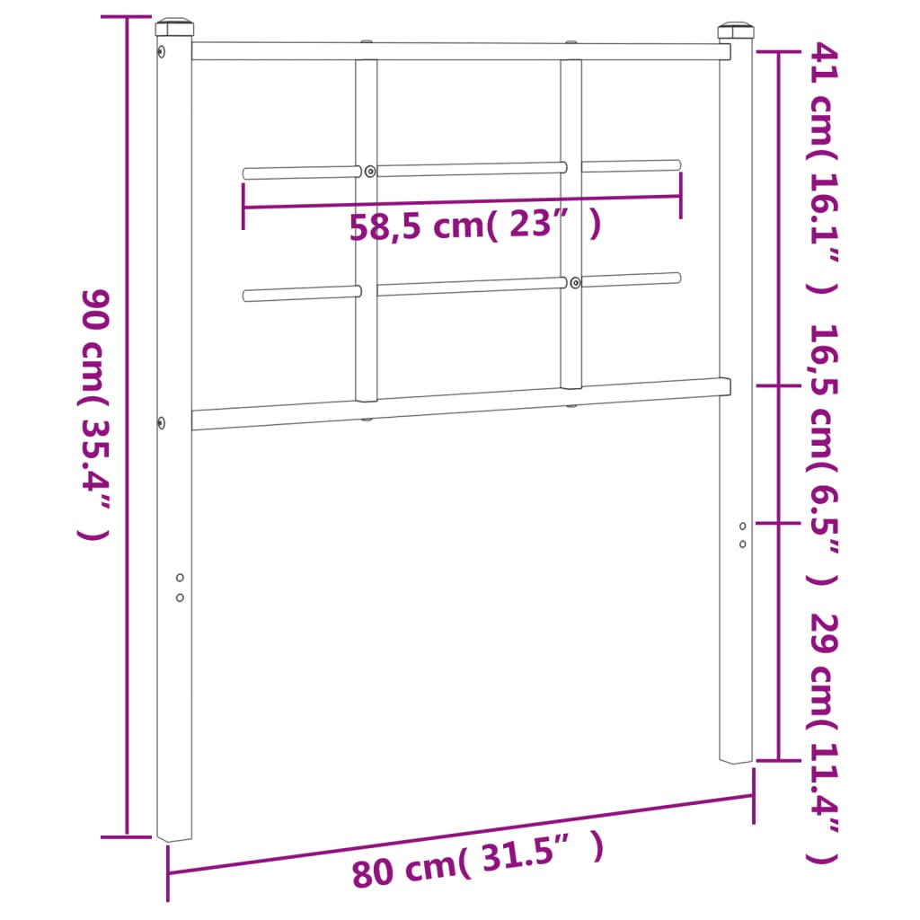 vidaXL Metal Replace Headboard Black 75 cm