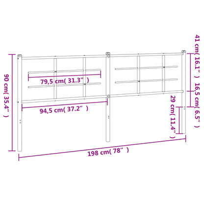 vidaXL Metal Replace Headboard Black 193 cm