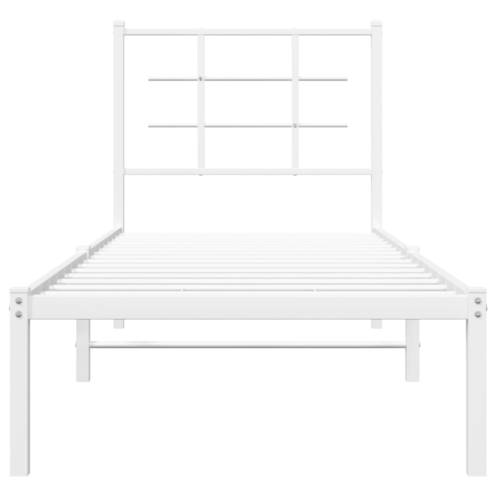 vidaXL Metal Bed Frame without Mattress with Headboard White 75x190cm
