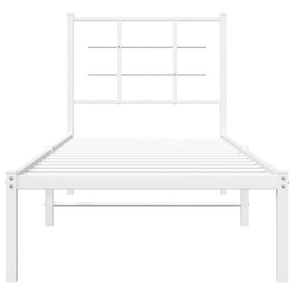 vidaXL Metal Bed Frame without Mattress with Headboard White 75x190cm
