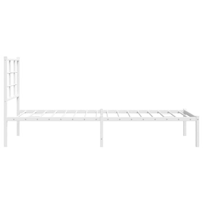 vidaXL Metal Bed Frame without Mattress with Headboard White 75x190cm