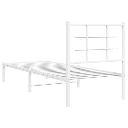 vidaXL Metal Bed Frame without Mattress with Headboard White 75x190cm