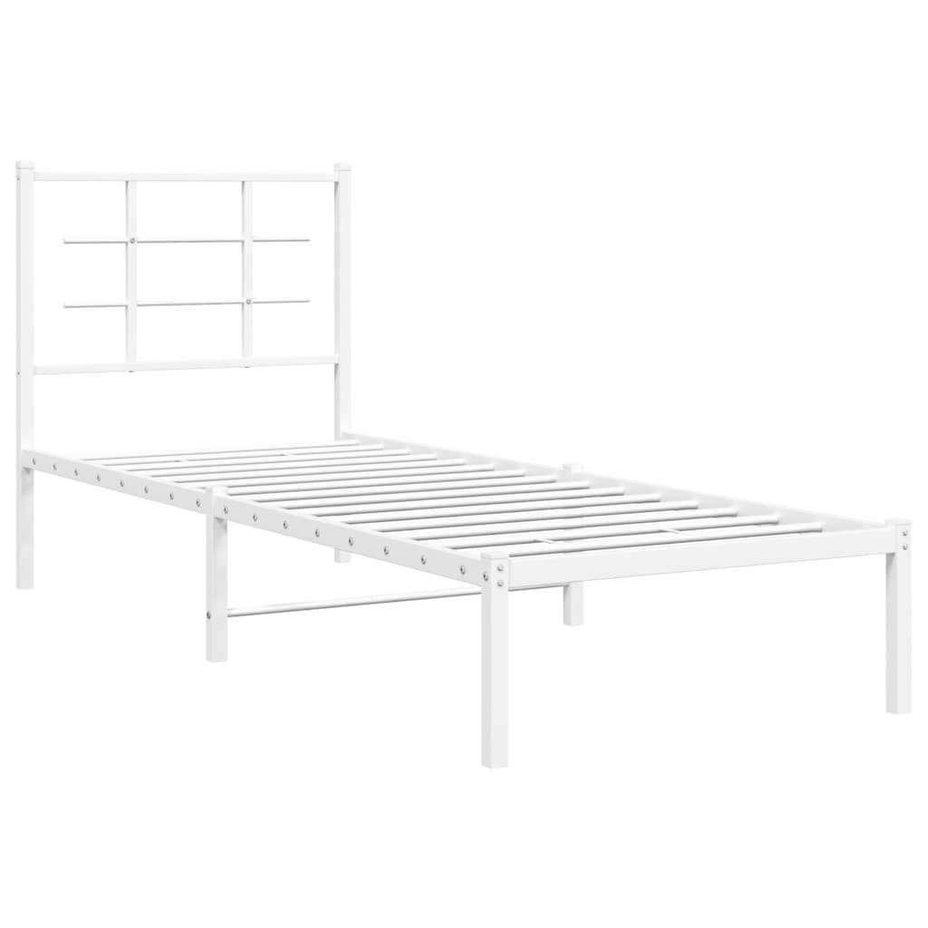 vidaXL Metal Bed Frame without Mattress with Headboard White 80x200cm