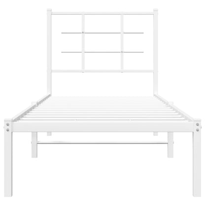 vidaXL Metal Bed Frame without Mattress with Headboard White 80x200cm