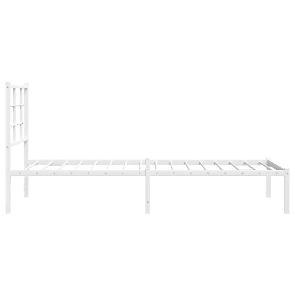 vidaXL Metal Bed Frame without Mattress with Headboard White 80x200cm