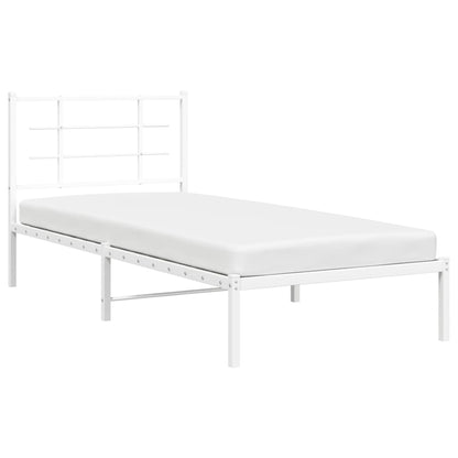 vidaXL Metal Bed Frame without Mattress with Headboard White 90x190cm