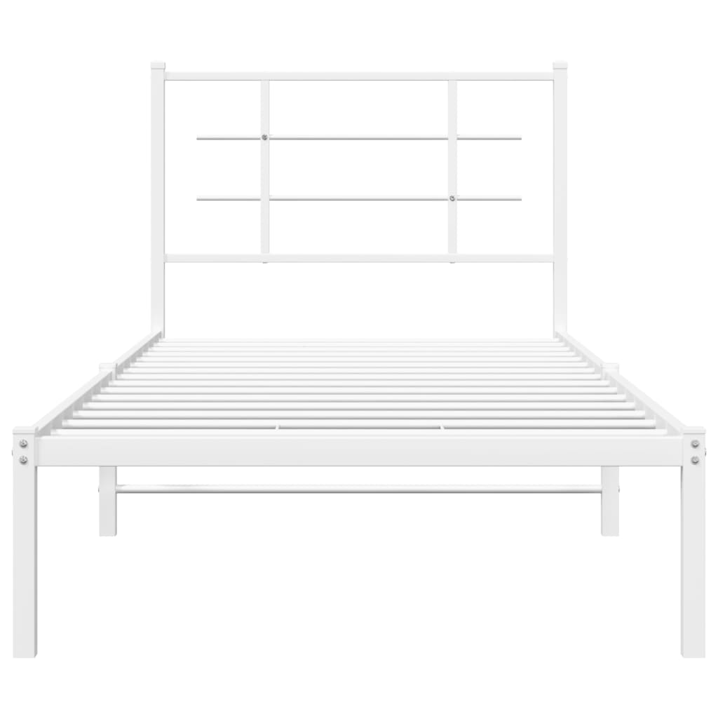 vidaXL Metal Bed Frame without Mattress with Headboard White 90x190cm