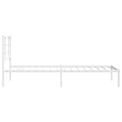 vidaXL Metal Bed Frame without Mattress with Headboard White 90x190cm