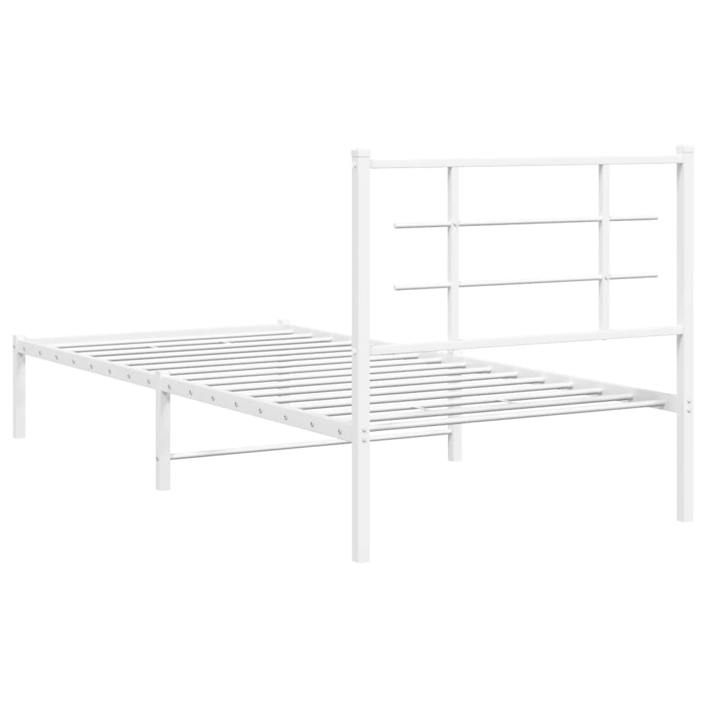 vidaXL Metal Bed Frame without Mattress with Headboard White 90x190cm
