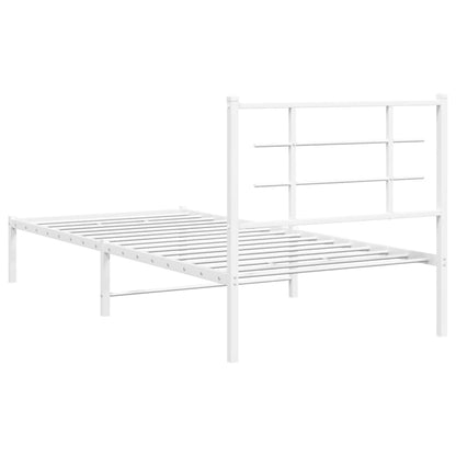 vidaXL Metal Bed Frame without Mattress with Headboard White 90x190cm
