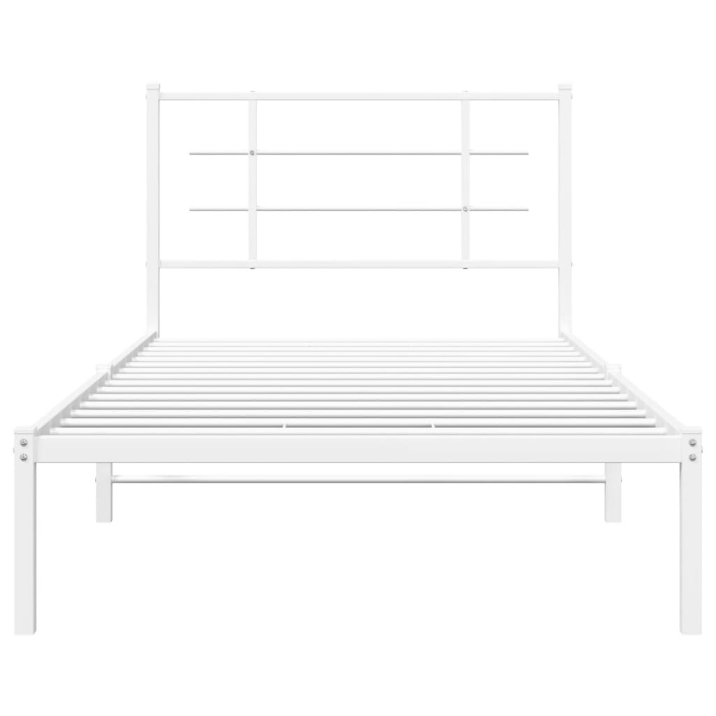 vidaXL Metal Bed Frame without Mattress with Headboard White 100x190cm