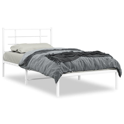 vidaXL Metal Bed Frame without Mattress with Headboard White 107x203cm