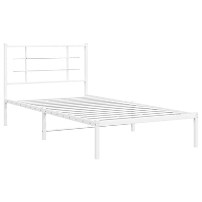 vidaXL Metal Bed Frame without Mattress with Headboard White 107x203cm