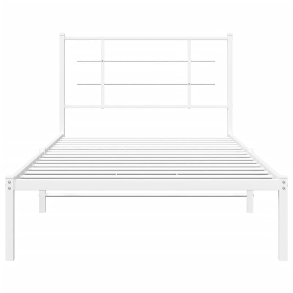 vidaXL Metal Bed Frame without Mattress with Headboard White 107x203cm