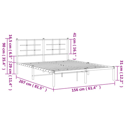 vidaXL Metal Bed Frame without Mattress with Headboard White 150x200cm