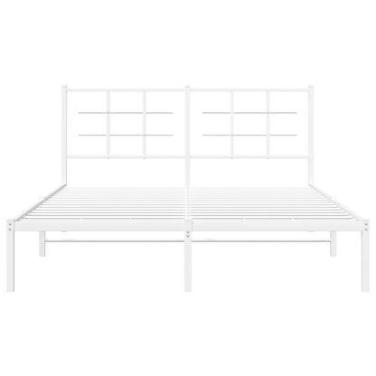 vidaXL Metal Bed Frame without Mattress with Headboard White 160x200cm