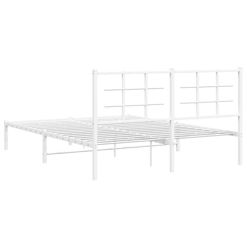 vidaXL Metal Bed Frame without Mattress with Headboard White 160x200cm