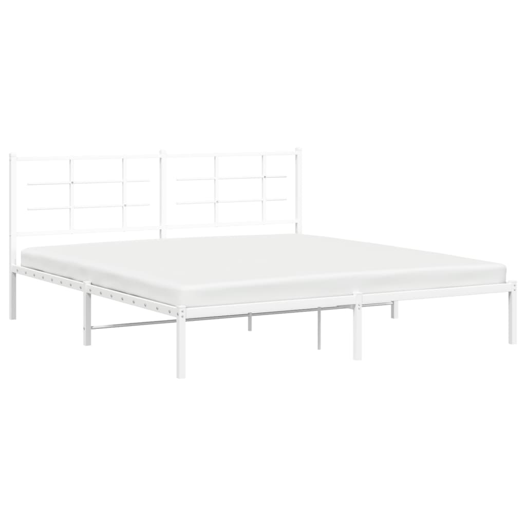 vidaXL Metal Bed Frame without Mattress with Headboard White 180x200cm