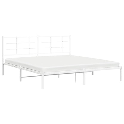 vidaXL Metal Bed Frame without Mattress with Headboard White 180x200cm