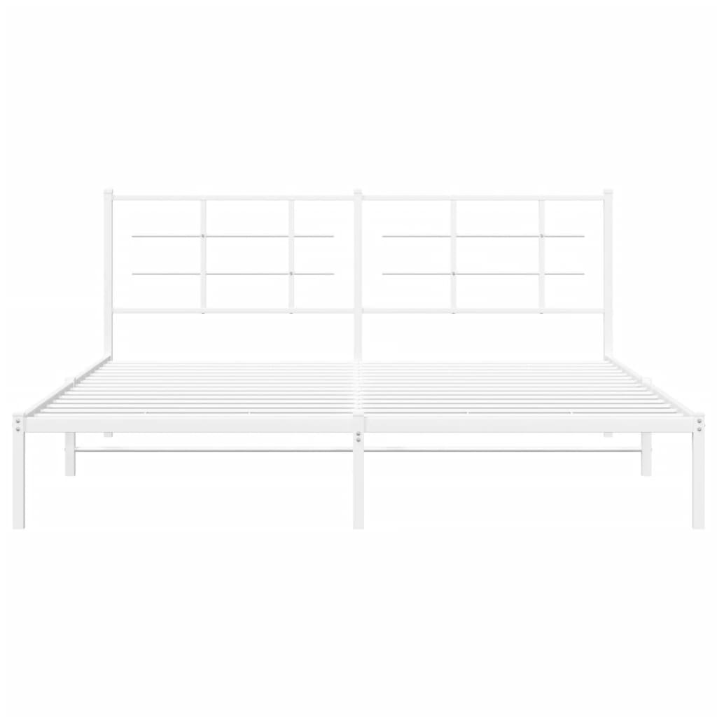vidaXL Metal Bed Frame without Mattress with Headboard White 180x200cm