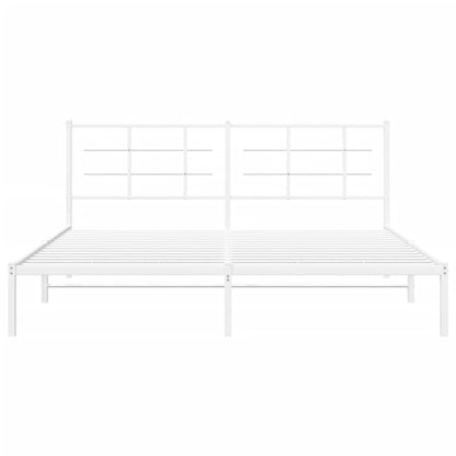 vidaXL Metal Bed Frame without Mattress with Headboard White 180x200cm