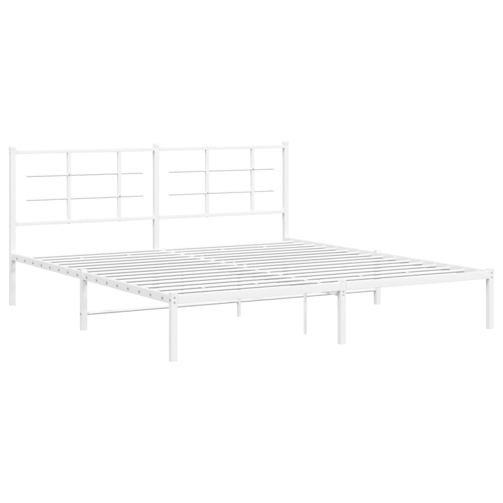 vidaXL Metal Bed Frame without Mattress with Headboard White 183x213cm