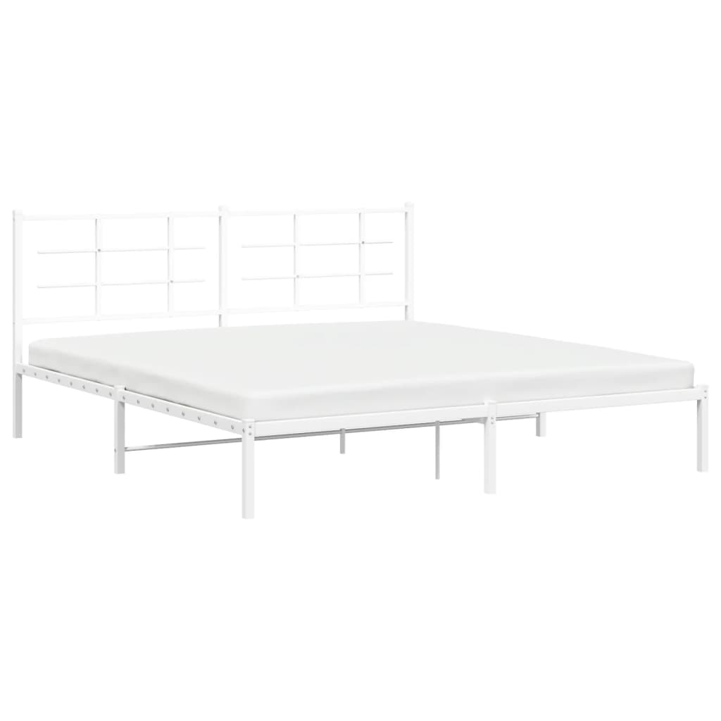 vidaXL Metal Bed Frame without Mattress with Headboard White 183x213cm