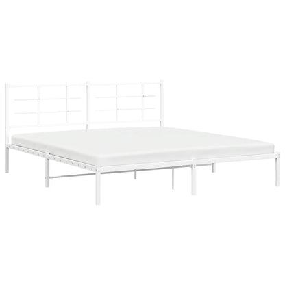 vidaXL Metal Bed Frame without Mattress with Headboard White 183x213cm