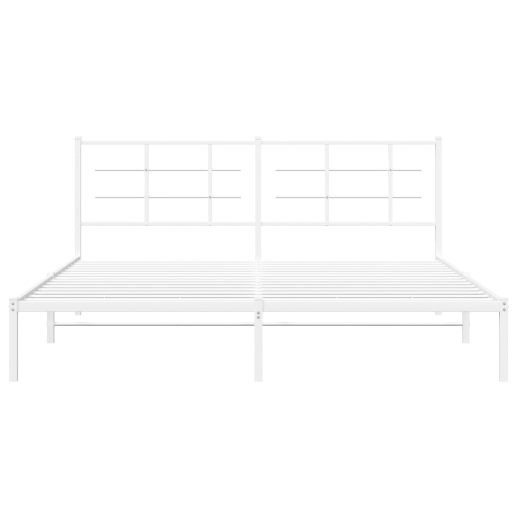 vidaXL Metal Bed Frame without Mattress with Headboard White 183x213cm
