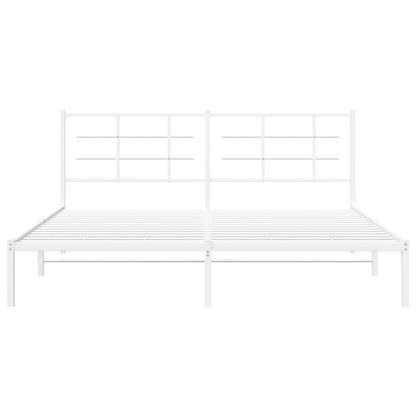 vidaXL Metal Bed Frame without Mattress with Headboard White 183x213cm