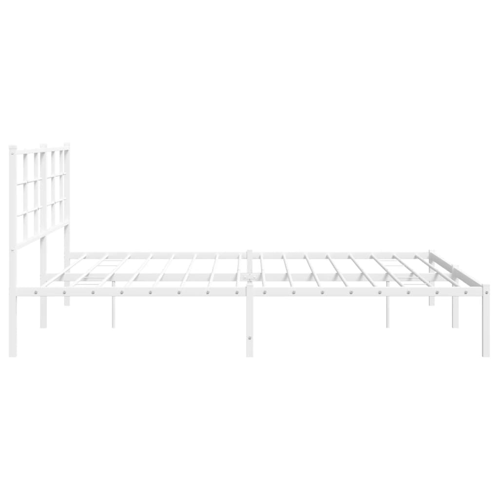 vidaXL Metal Bed Frame without Mattress with Headboard White 183x213cm