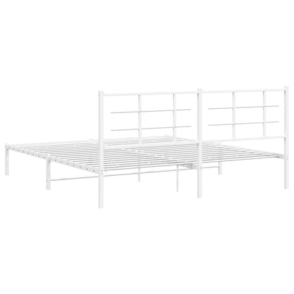 vidaXL Metal Bed Frame without Mattress with Headboard White 183x213cm