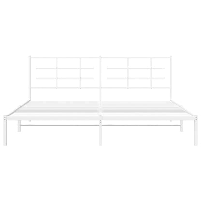 vidaXL Metal Bed Frame without Mattress with Headboard White 193x203cm