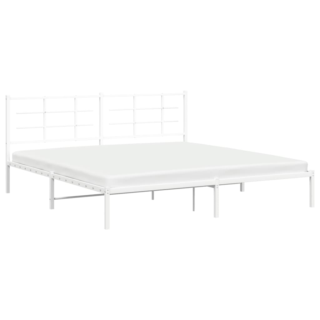 vidaXL Metal Bed Frame without Mattress with Headboard White 200x200cm