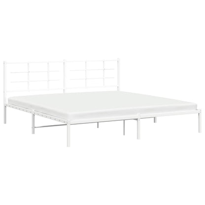 vidaXL Metal Bed Frame without Mattress with Headboard White 200x200cm