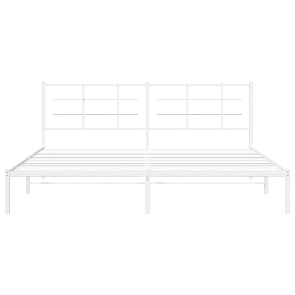 vidaXL Metal Bed Frame without Mattress with Headboard White 200x200cm