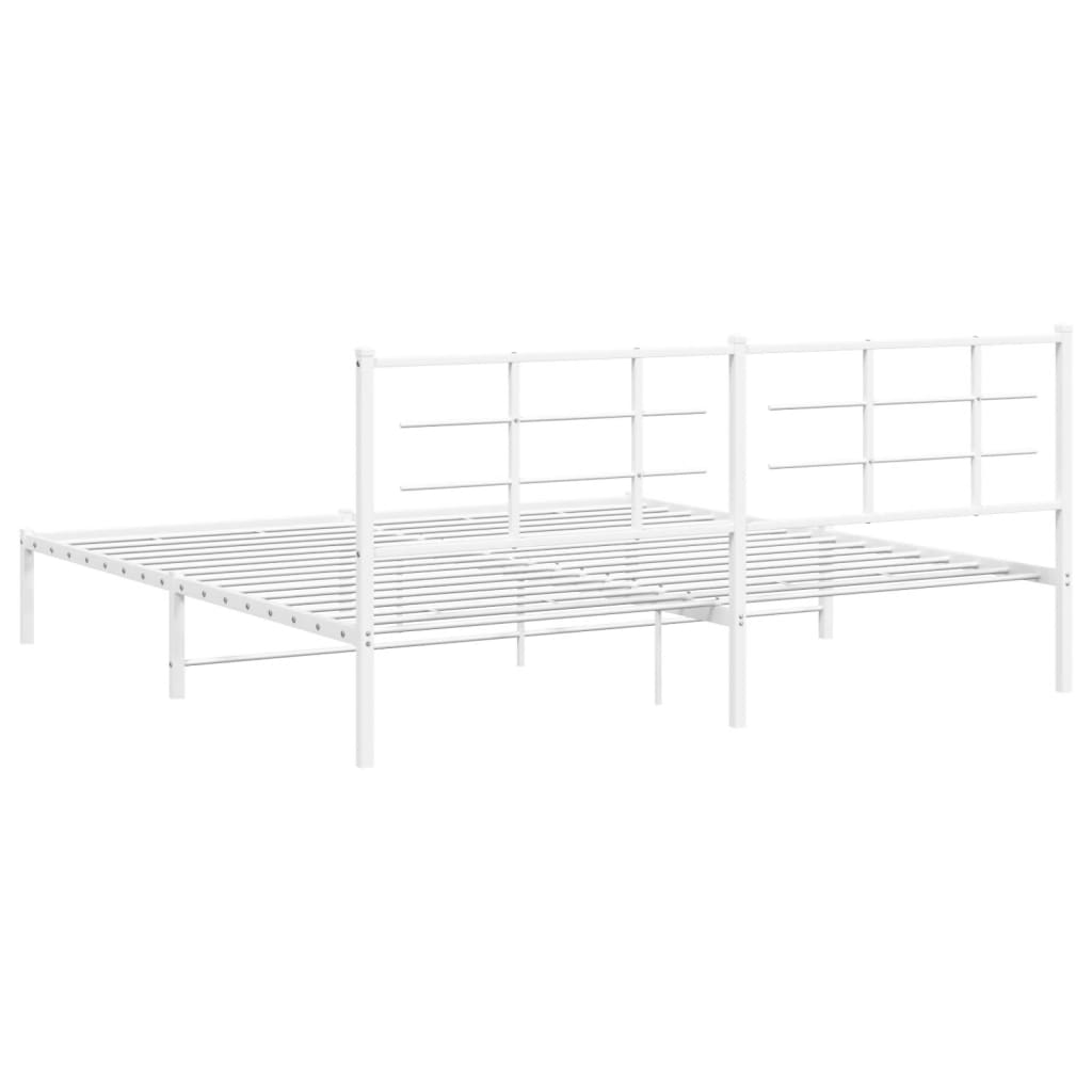 vidaXL Metal Bed Frame without Mattress with Headboard White 200x200cm