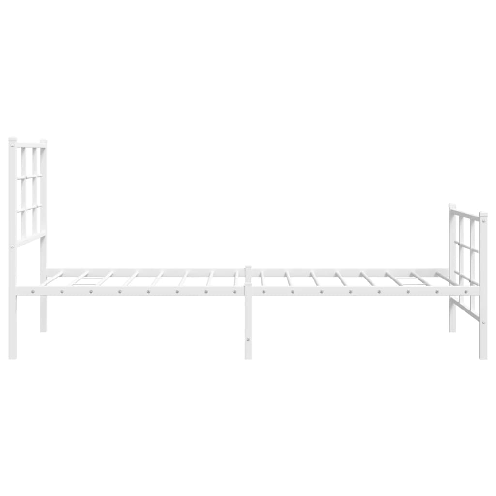 vidaXL Metal Bed Frame without Mattress with Footboard White 75x190cm