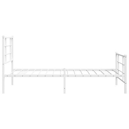 vidaXL Metal Bed Frame without Mattress with Footboard White 100x200cm