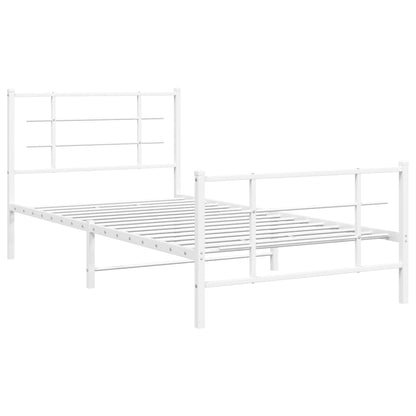 vidaXL Metal Bed Frame without Mattress with Footboard White 107x203cm