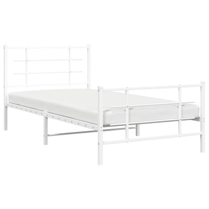 vidaXL Metal Bed Frame without Mattress with Footboard White 107x203cm