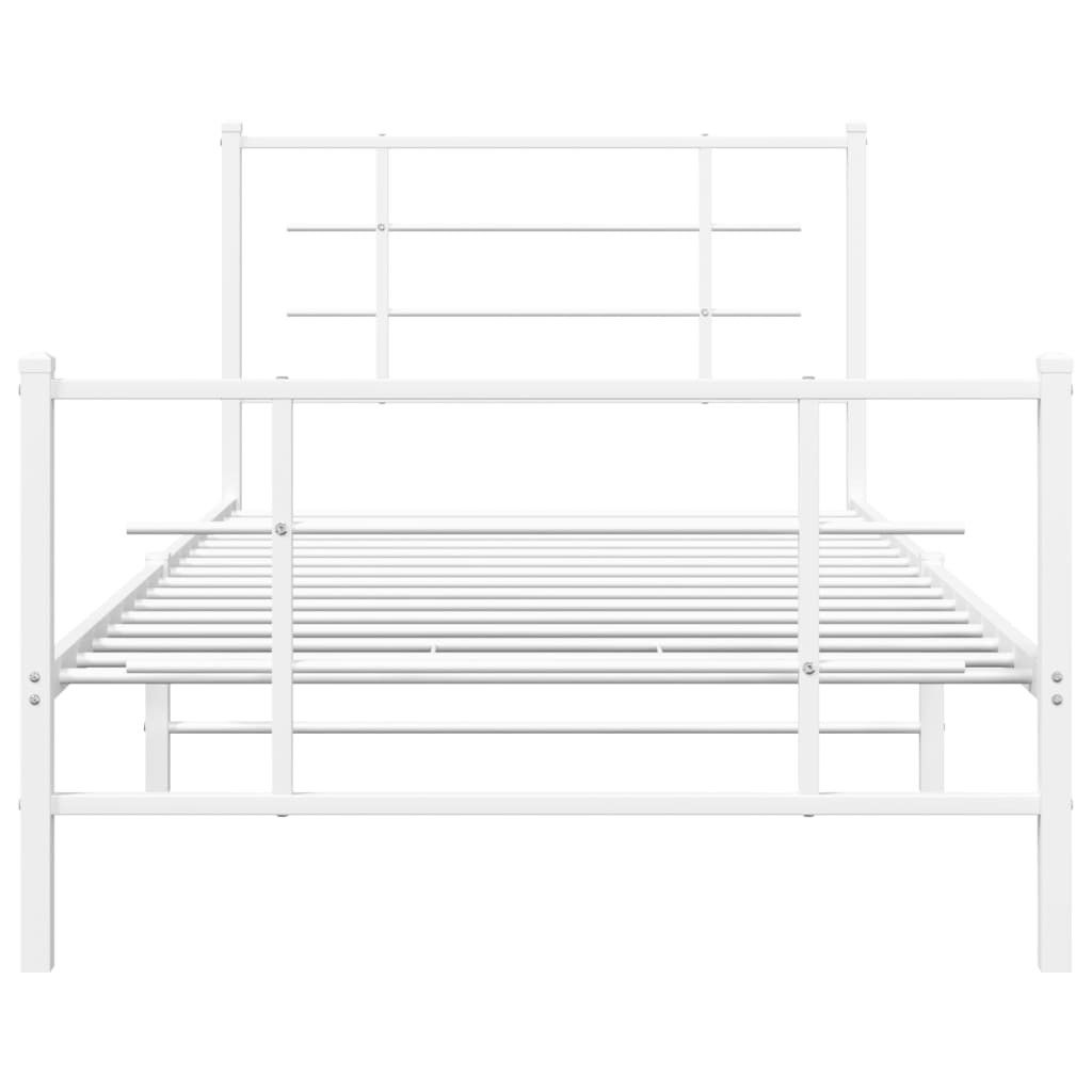 vidaXL Metal Bed Frame without Mattress with Footboard White 107x203cm