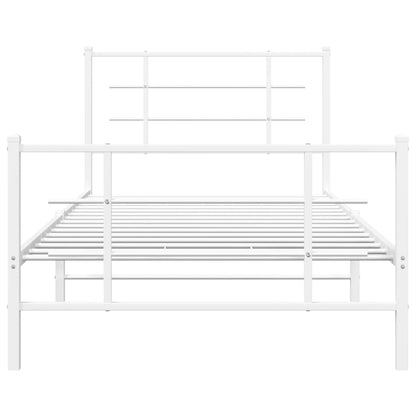 vidaXL Metal Bed Frame without Mattress with Footboard White 107x203cm