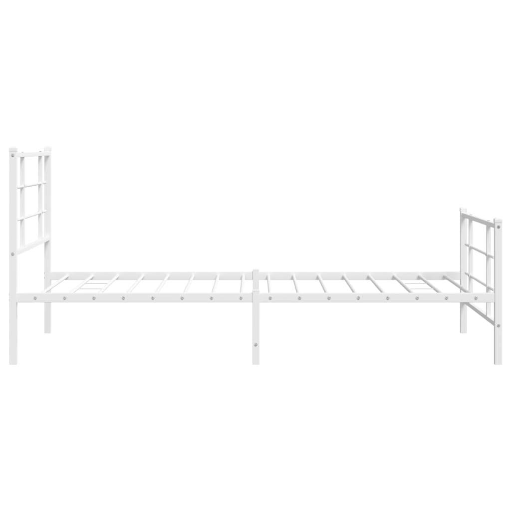 vidaXL Metal Bed Frame without Mattress with Footboard White 107x203cm