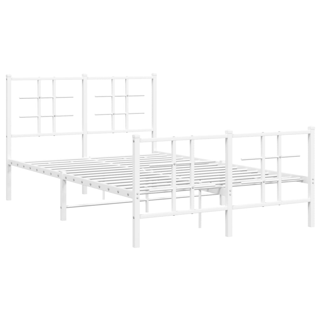 vidaXL Metal Bed Frame without Mattress with Footboard White 120x200cm