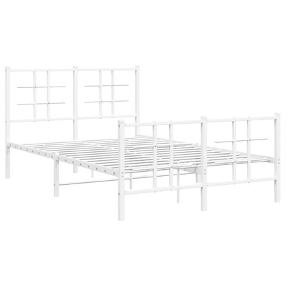 vidaXL Metal Bed Frame without Mattress with Footboard White 120x200cm