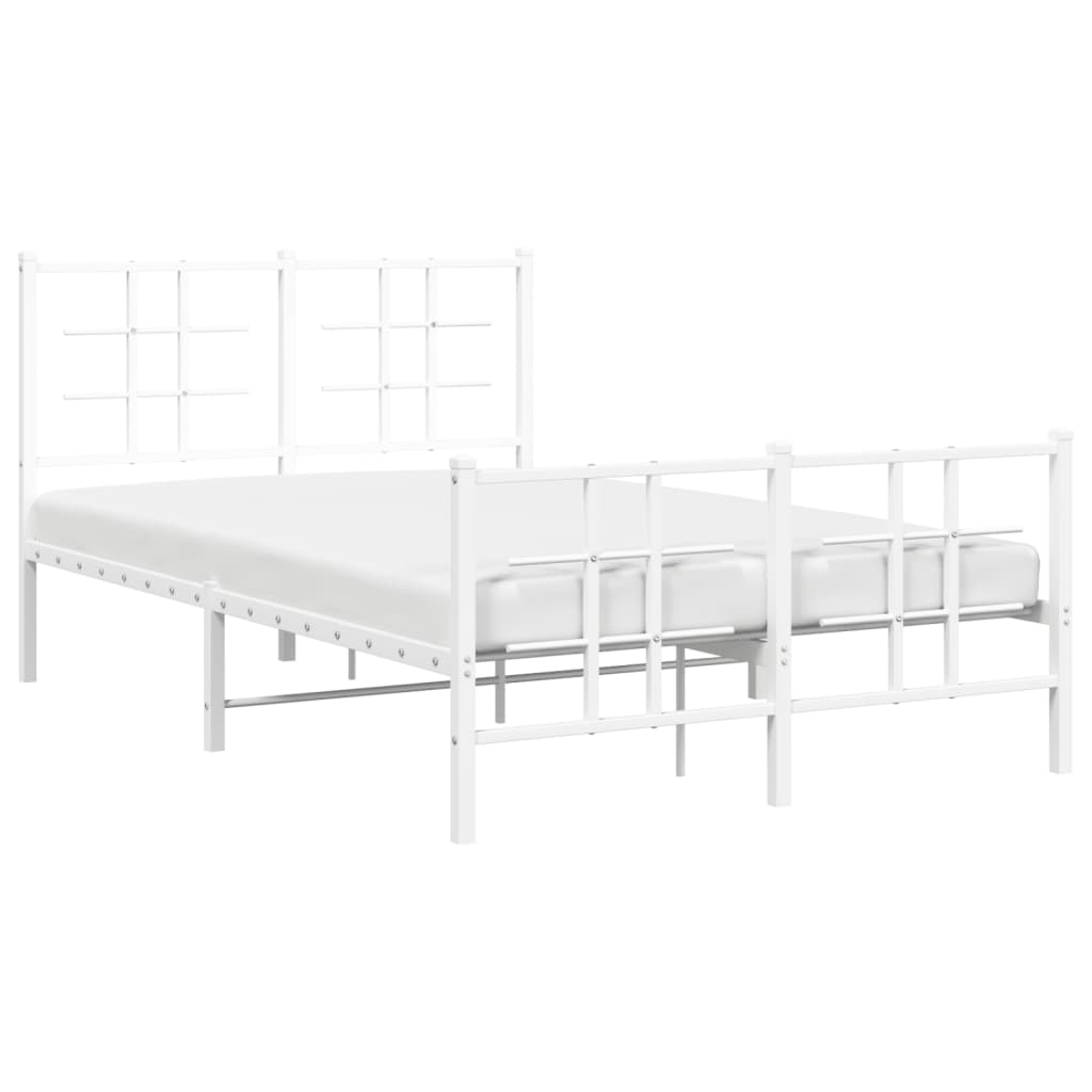 vidaXL Metal Bed Frame without Mattress with Footboard White 120x200cm