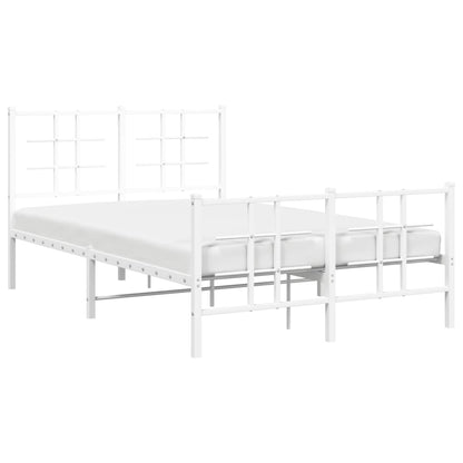 vidaXL Metal Bed Frame without Mattress with Footboard White 120x200cm