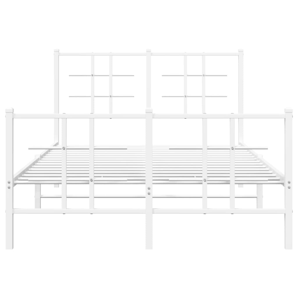 vidaXL Metal Bed Frame without Mattress with Footboard White 120x200cm