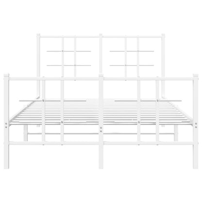 vidaXL Metal Bed Frame without Mattress with Footboard White 120x200cm